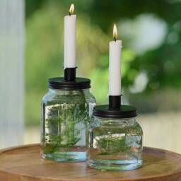 Botanical Glass Jar Candle Holder With Black Lid - thumbnail 2