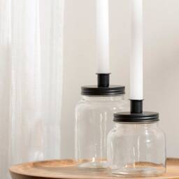 Botanical Glass Jar Candle Holder With Black Lid - thumbnail 3