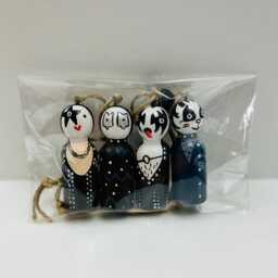 Hand Painted Kiss Inspired Peg Doll Ornaments, Cartoon Likeness - thumbnail 3