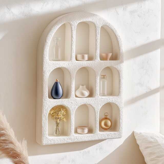 White Handmade Curio Shelf , Oddities Shelf, Curiousity Shelf, Curio Shelf, Wall Altar, Niche Nature Shelf, Unique Wall Shelf, Crystal Shelf - image 1