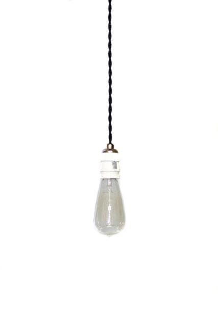 Simply Modern Bare Bulb 1900's Antique Socket Pendant Light in White - image 1