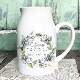 Personalised If ... Were Flowers I'd We'd Pick You Mum Nanna Grandma Home Wildflower Greenery Floral Ceramic Small Vase Jug Mug Birthday Gift - thumbnail 1