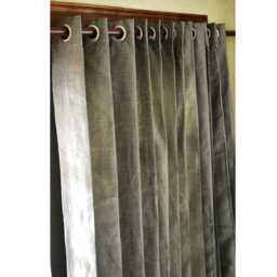 "Pair Of Grey Silver Silk Curtain Panels 26""x96" - thumbnail 2