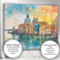 Venice Grand Canal Watercolour Cityscape Italian Architecture Canvas Wall Art Print Decor Picture Ready To Hang - thumbnail 3