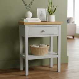 Painted Side Table Solid Wood Console Table, Assembled