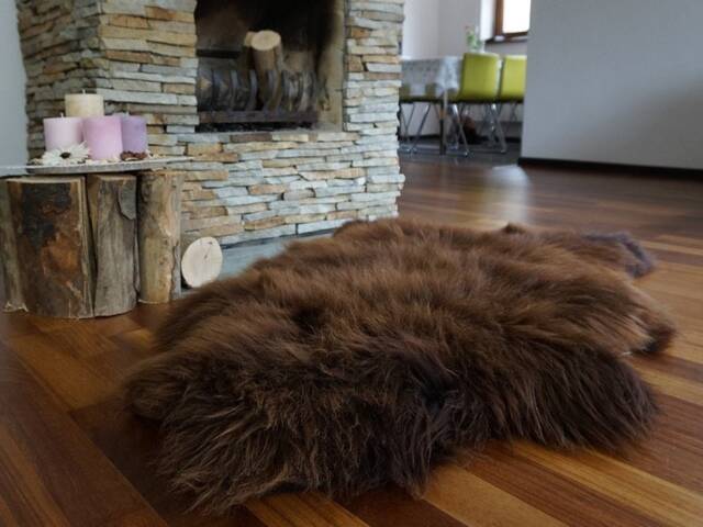 Sheepskin Brown Throw Genuine Leather Sheep Skin Decorative Rug Brown, Carpet, Gray Rugs, Cheap Chair Throw, Shag - image 1