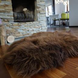 Sheepskin Brown Throw Genuine Leather Sheep Skin Decorative Rug Brown, Carpet, Gray Rugs, Cheap Chair Throw, Shag - thumbnail 3