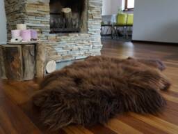 Sheepskin Brown Throw Genuine Leather Sheep Skin Decorative Rug Brown, Carpet, Gray Rugs, Cheap Chair Throw, Shag - thumbnail 1