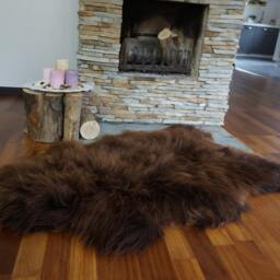 Sheepskin Brown Throw Genuine Leather Sheep Skin Decorative Rug Brown, Carpet, Gray Rugs, Cheap Chair Throw, Shag - thumbnail 2