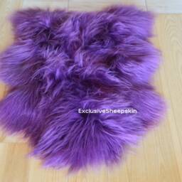 Purple Icelandic Dyed Genuine Sheepskin Lambskin Sheep Skin Rug Pelt Long Wool Soft Throw, Schaffell, Hygge - thumbnail 2