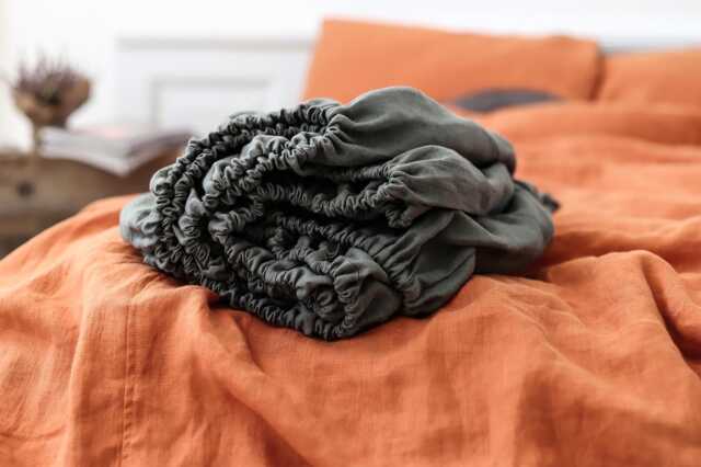Soft Washed Linen Fitted Sheet Elastic Band, Handmade - image 1