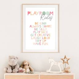 Playroom Rules Print, Prints, Nursery Wall Art, Colourful Pastel Girls Art - thumbnail 2