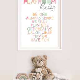 Playroom Rules Print, Prints, Nursery Wall Art, Colourful Pastel Girls Art - thumbnail 3