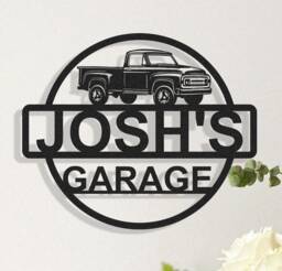 Custom Car Garage Sign, Personalised Name Sign, Metal Plaque, Man Cave Sign, Wall Art Decor, Mechanic Workshop, Gifts For Dad Him Grandpa - thumbnail 1