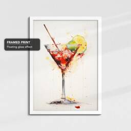 Daiquiri Cocktail Glass Beverage Watercolor Drink Painting Framed Poster Print & Canvas Wall Decor Art Bedroom Home Interior Gift - thumbnail 3