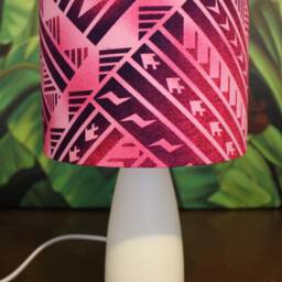 Pink Glow Samoan Lampshade - Baby Girl Nursery Tribal Tropical Polynesian Lamp - thumbnail 2