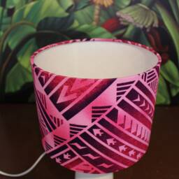 Pink Glow Samoan Lampshade - Baby Girl Nursery Tribal Tropical Polynesian Lamp - thumbnail 3