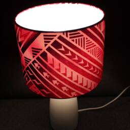 Pink Glow Samoan Lampshade - Baby Girl Nursery Tribal Tropical Polynesian Lamp - thumbnail 4