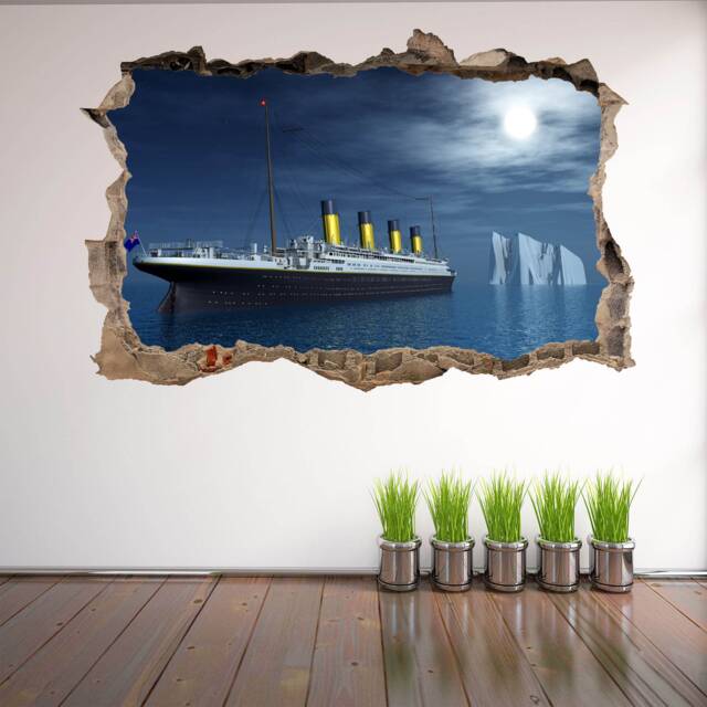 Titanic Wall Sticker Mural Decal Print Art Moon Ocean Passenger Liner Ship Ck52 - image 1