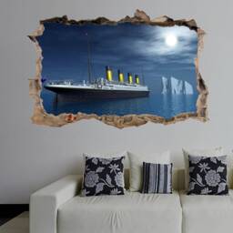 Titanic Wall Sticker Mural Decal Print Art Moon Ocean Passenger Liner Ship Ck52 - thumbnail 2