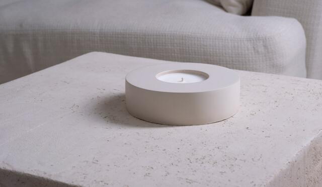Cava Cream Organic Concrete Candle - Essential Oils Beton Hand Crafted Vegan Reusable Container Eco Friendly-Aromatherapy - image 1