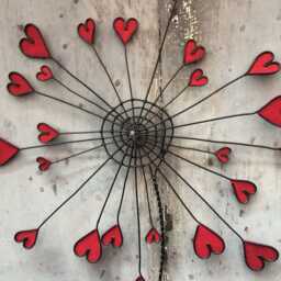 Wire Flower, Dandelion, Wall Decoration, Metal Fabric, Boho Gift With Red Heart, Valentine's Day, Mother's Day - thumbnail 3