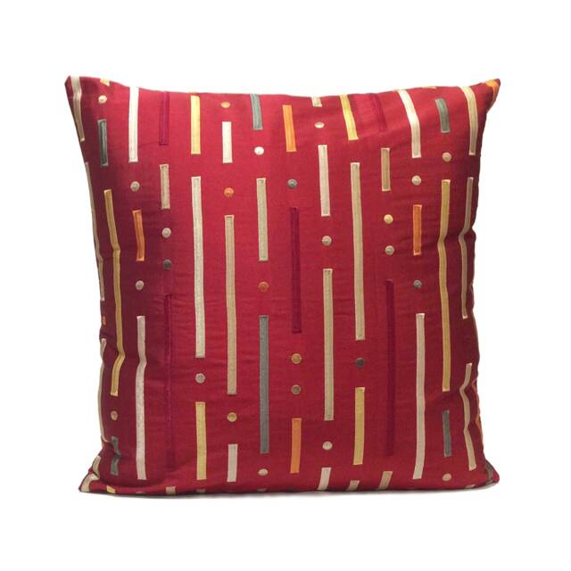 Red Pillow, Throw Pillow Cover, Decorative Cushion Covers, Pillowcase, Accent Toss Silk, Multicolor Embroidery - image 1