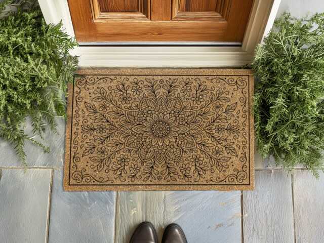 Wildflower Burst Door Rug I Minimalist Entrance D??cor Durable Mat - image 1