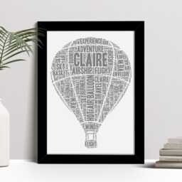 Personalized Hot Air Balloon Word Art Print, Custom Framed Picture - thumbnail 2