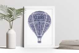 Personalized Hot Air Balloon Word Art Print, Custom Framed Picture - thumbnail 1