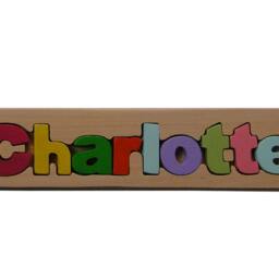 Personalized Name Puzzle, Custom Wooden Letter Gift, Newborn Free Engraving Message, Charlotte - thumbnail 2