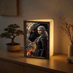 Manon Abraxos Book Lamp, Throne Of Glass Inspired Bed Light, Witch Kingdom Wooden Led Romantasy Night Fantasy Decor - thumbnail 2