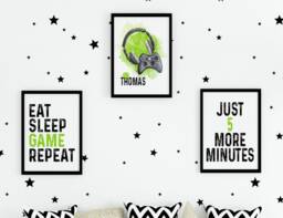 Green Gamer Prints - Personalised Gaming A4 Posters Boys Bedroom Gift For Teenage Boy - thumbnail 1