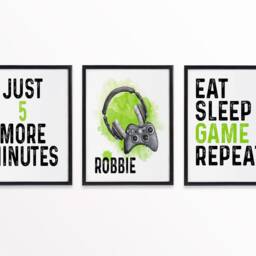 Green Gamer Prints - Personalised Gaming A4 Posters Boys Bedroom Gift For Teenage Boy - thumbnail 2