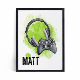 Green Gamer Prints - Personalised Gaming A4 Posters Boys Bedroom Gift For Teenage Boy - thumbnail 3