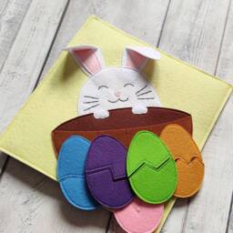 Felt Easter Bunny Quiet Book Page Sensory Toddler Toy - thumbnail 4