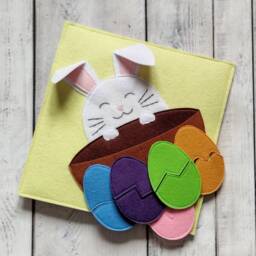 Felt Easter Bunny Quiet Book Page Sensory Toddler Toy - thumbnail 3