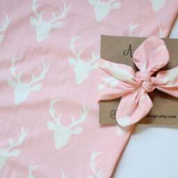 Pink Bucks Swaddle Set, & White, Woodland Creatures, Jersey Knit Blanket, Baby Nursing Cover - thumbnail 2