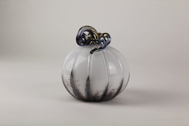 Black & White Handblown Decorative Glass Pumpkin - image 1