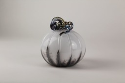 Black & White Handblown Decorative Glass Pumpkin - thumbnail 1