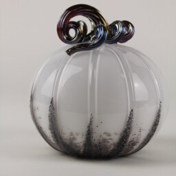 Black & White Handblown Decorative Glass Pumpkin - thumbnail 3