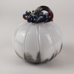 Black & White Handblown Decorative Glass Pumpkin - thumbnail 2
