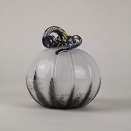Black & White Handblown Decorative Glass Pumpkin - thumbnail 4