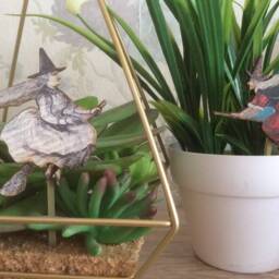 Witch Plant Decor , Halloween House Gifts, Witch Stakes, Halloween Decor, Witch Lover Gifts , Indoor Garden, Herb Planter - thumbnail 2