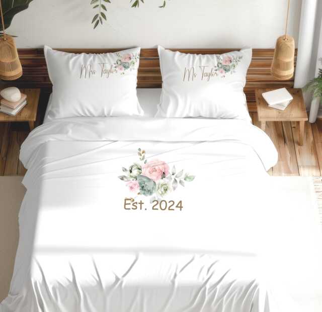 Floral Anniversary Memory Duvet Cover Set Personalised Rose Design Gift Bedding - image 1