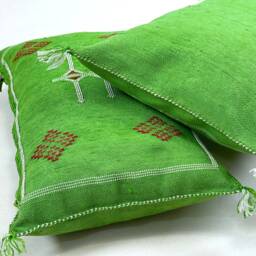 Yakiti-Green Square Moroccan Pillows , Aka Cactus Silk Pillow, Decorative Pillows, Sabra Pillows, Moroccan Decor Designer Cactus - thumbnail 4