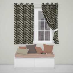 White Clematis Flowers Black Background Seamless Pattern Botanical Floral Readymade Eyelet Ring Top Thermal 100% Blackout Curtains - thumbnail 1