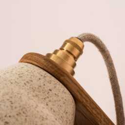 Speckled Cream Gloss Element Wall Light in Ceramic & Oak - thumbnail 3