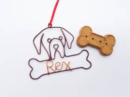 Wire Great Dane Ornament With Dog Bone Personalized Ornament Pet Name Dog Christmas Gift Unique Gift Lovers Wire Pet Name Sign - thumbnail 1