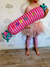 Personalized Embroidered Bolster Pillow - Striped Cotton, Cozy Room Decor - thumbnail 1